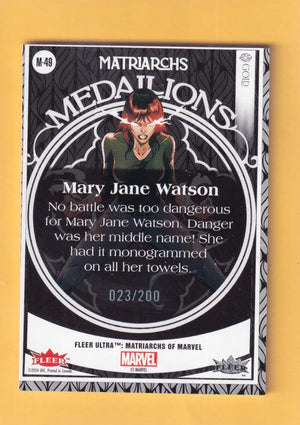 2024 Fleer Ultra Marvel Matriarchs Medallions Gold #M-49 Mary Jane Watson NM-MT+ 23/200  Image 2