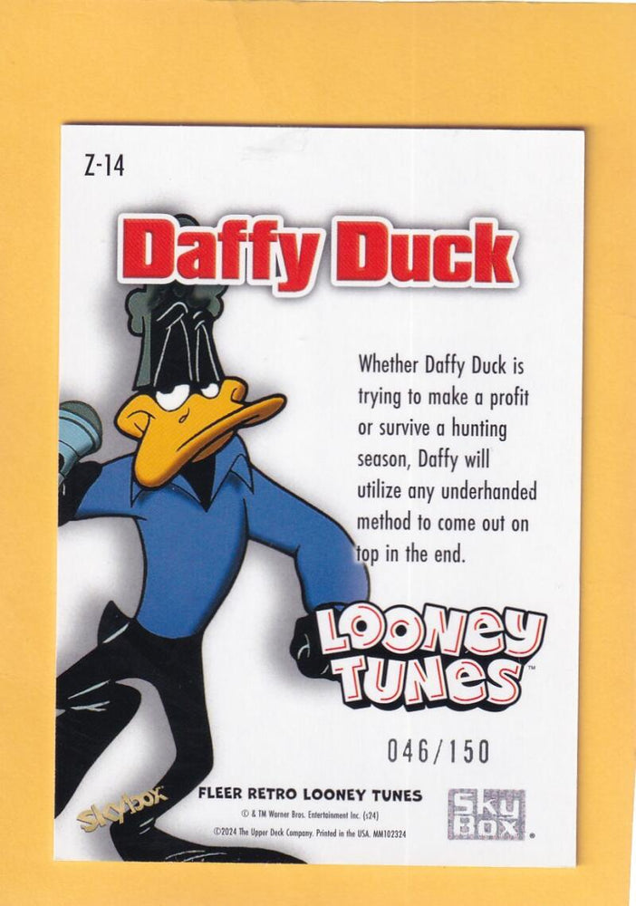 2024 Fleer Retro Looney Tunes Z-Force Rave #Z-14 Daffy Duck NM-MT+ 46/150  Image 2