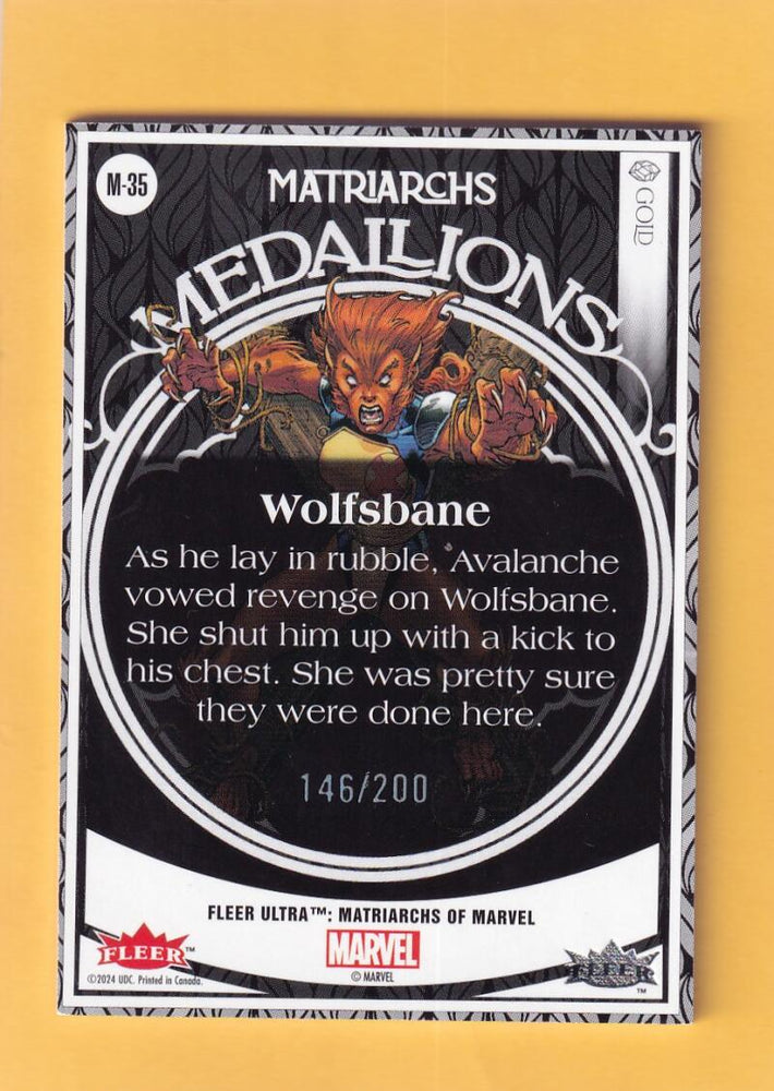 2024 Fleer Ultra Marvel Matriarchs Medallions Gold #M-35 Wolfsbane NM-MT+ 146/200  Image 2
