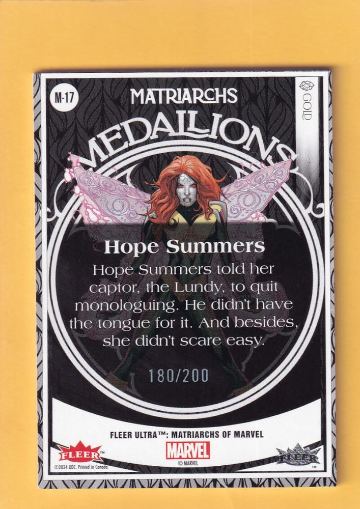 2024 Fleer Ultra Marvel Matriarchs Medallions Gold #M-17 Hope Summers NM-MT+ 180/200  Image 2