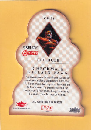 2022 Fleer Ultra Avengers Checkmate - Black Pawn #CP-21 Red Hulk NM-MT+ Image 2