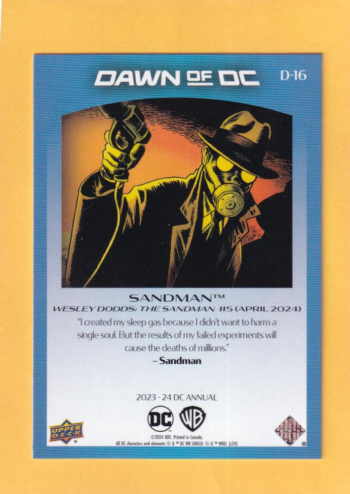 2023-24 Upper Deck DC Annual Dawn Of DC #D-16 Sandman NM-MT+  Image 2