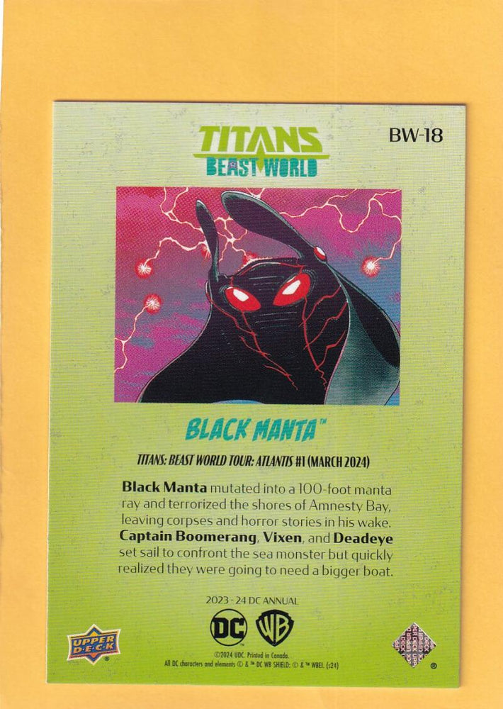 2023-24 Upper Deck DC Annual Beast World #BW-18 Black Manta NM-MT+  Image 2