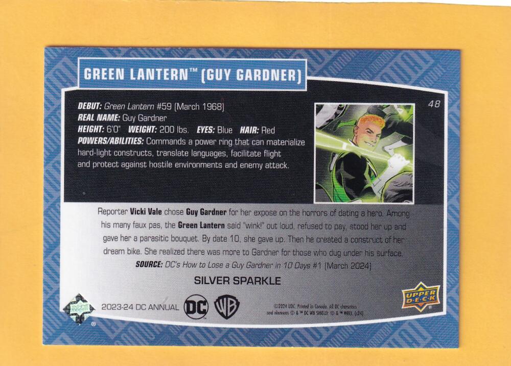 2023-24 Upper Deck DC Annual Silver Sparkle #48 Green Lantern (Guy Gardner) NM-MT+  Image 2