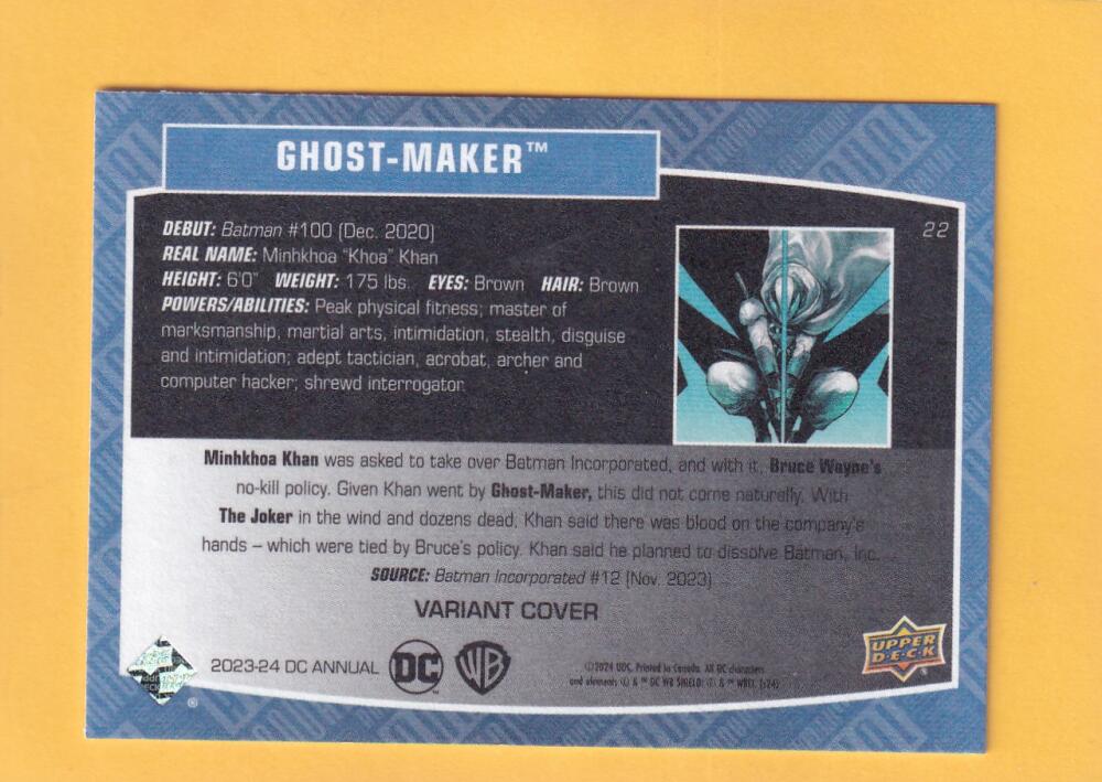 2023-24 Upper Deck DC Annual Variant Cover #22 Ghost-Maker NM-MT+  Image 2