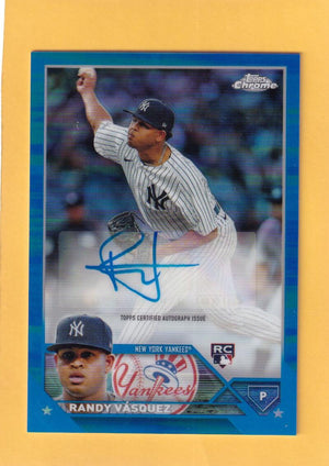 2023 Topps Chrome Update Autograph Refractor Blue #AC-RV Randy Vasquez NM-MT+ Auto 25/150 New York Yankees Image 1