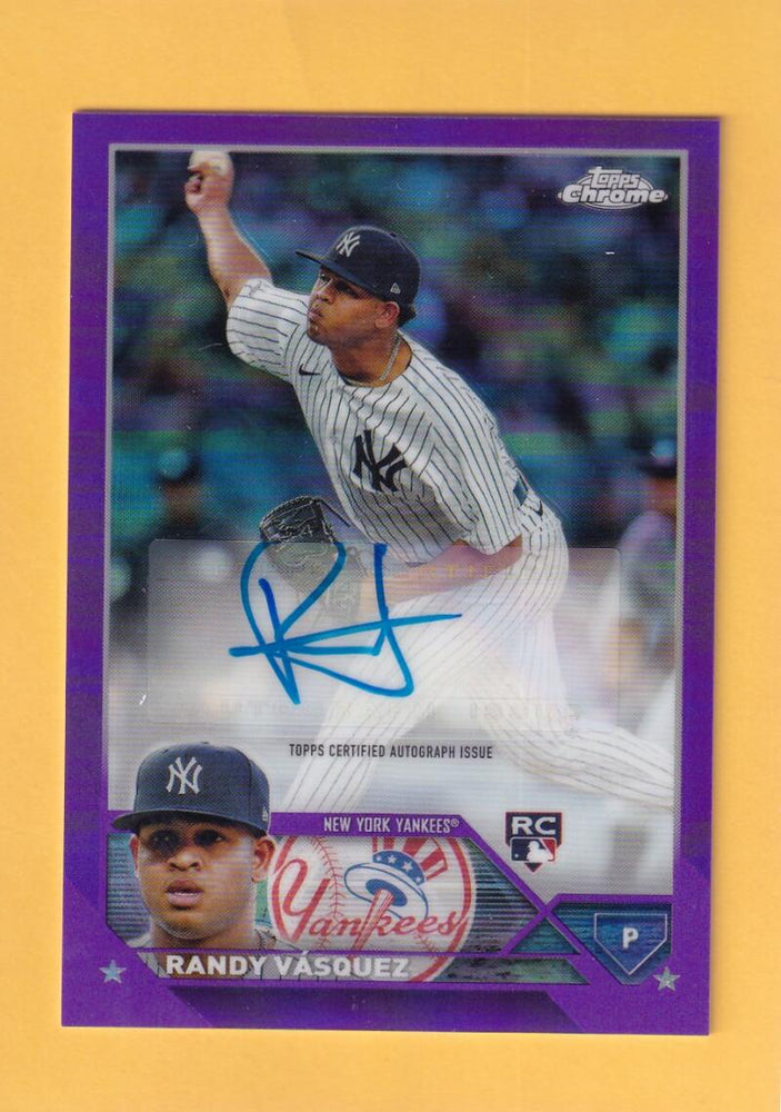 2023 Topps Chrome Update Autograph Refractor Purple #AC-RV Randy Vasquez NM-MT+ Auto 96/250 New York Yankees Image 1