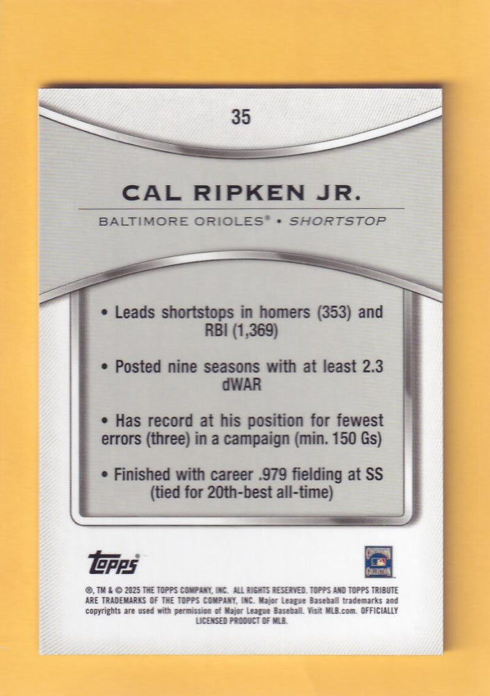 2025 Topps Tribute #35 Cal Ripken Jr. NM-MT+ Baltimore Orioles  Image 2