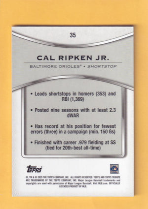 2025 Topps Tribute #35 Cal Ripken Jr. NM-MT+ Baltimore Orioles  Image 2