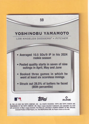 2025 Topps Tribute #59 Yoshinobu Yamamoto NM-MT+ Los Angeles Dodgers  Image 2