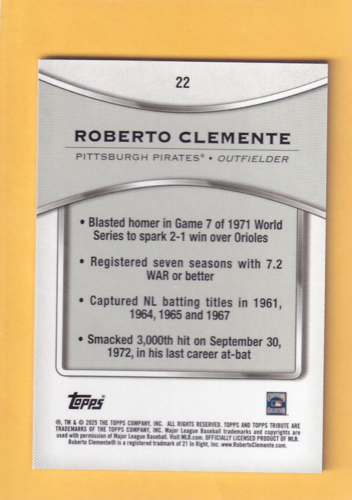 2025 Topps Tribute #22 Roberto Clemente NM-MT+ Pittsburgh Pirates  Image 2