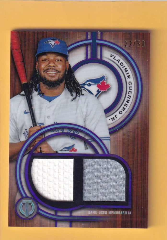 2025 Topps Tribute Dual Relics Purple #DR-VGJ Vladimir Guerrero Jr. NM-MT+ MEM 22/50 Toronto Blue Jays  Image 1