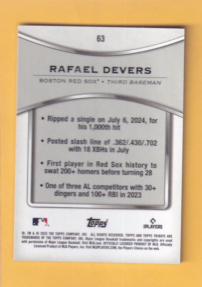 2025 Topps Tribute Purple #63 Rafael Devers NM-MT+ 48/50 Boston Red Sox  Image 2