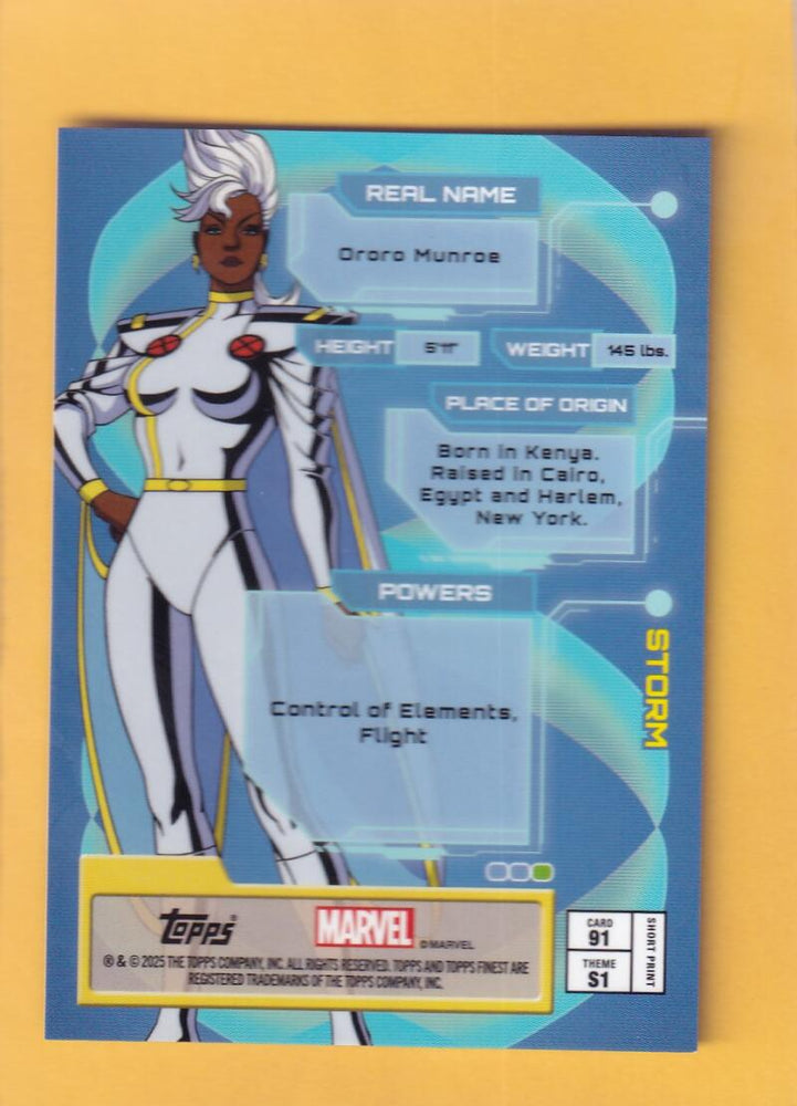2025 Topps Finest X-Men '97 Orange Refractors #91 Storm NM-MT+ SP 21/25  Image 2