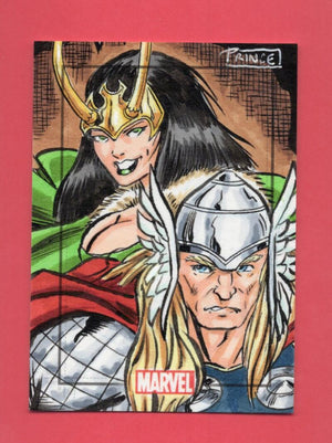 2010 Rittenhouse Marvel Heroes and Villains Sketch # Thor Hela EX/NM 1/1  Image 1