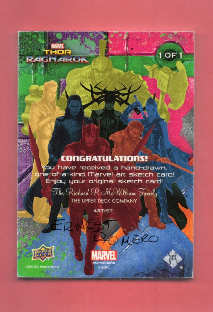 2017 Upper Deck Thor Ragnarok Sketch by Ernest Romero # Thor EX/NM 1/1  Image 2