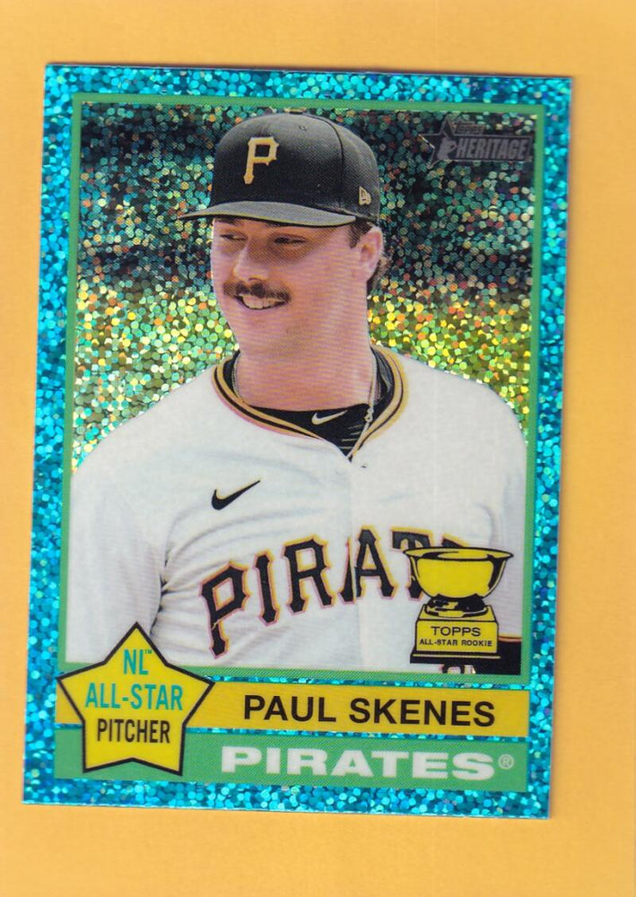 2025 Topps Heritage Chrome Refractor Blue Sparkle #60 Paul Skenes NM-MT+ Pittsburgh Pirates Image 1