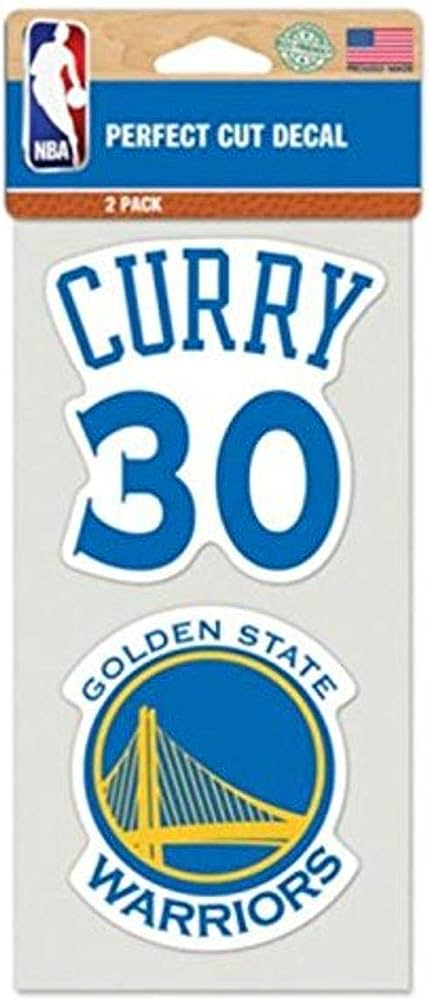 Golden State Warriors Perfect Cut Decal Curry Number and Logo 2 Pack