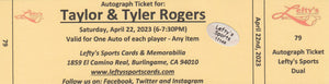 
                
                    Load image into Gallery viewer, Taylor &amp;amp; Tyler Rogers San Francisco Giants Dual Autographed 8x10 Photo (Horizontal, Posing, White Jersey)
                
            
