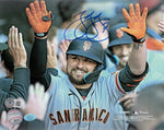 JD Davis San Francisco Giants Autographed 8x10 Photo (Horizontal, Celebrating, Grey Jersey)