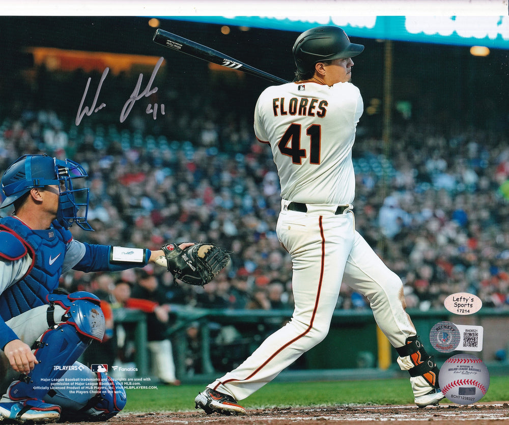 Wilmer Flores San Francisco Giants Autographed 8x10 Photo (Horizontal, Batting, White Jersey)