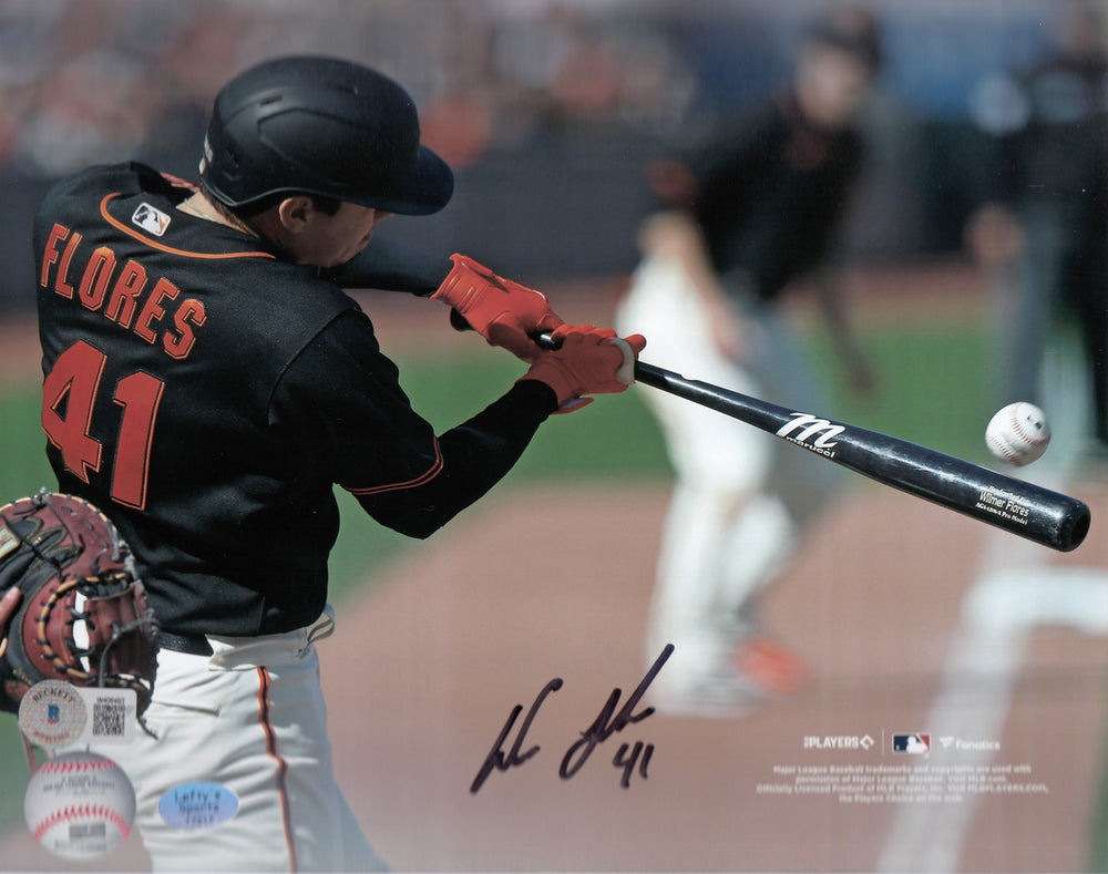 
                
                    Load image into Gallery viewer, Wilmer Flores San Francisco Giants Autographed 8x10 Photo (Horizontal, Batting, Black Jersey)
                
            