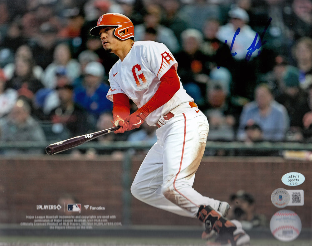
                
                    Load image into Gallery viewer, Wilmer Flores San Francisco Giants Autographed 8x10 Photo (Horizontal, Batting, City Connect Jersey)
                
            