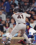 Wilmer Flores San Francisco Giants Autographed 8x10 Photo (Grey Jersey, Hitting)