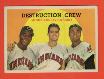 1959 Topps #166 Minnie Minoso/Rocky Colavito/Larry Doby Destruction Crew UER VG Very Good Cleveland Indians