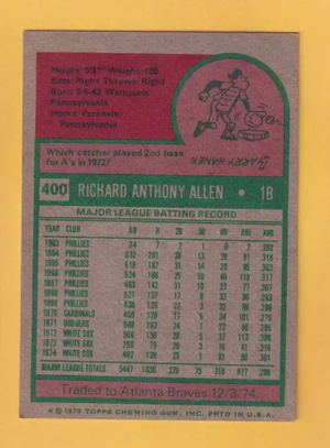 1975 Topps #400 Dick Allen EX/NM Chicago White Sox #33074