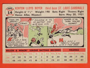 1956 Topps #14B Ken Boyer White Backs EX Excellent St. Louis Cardinals