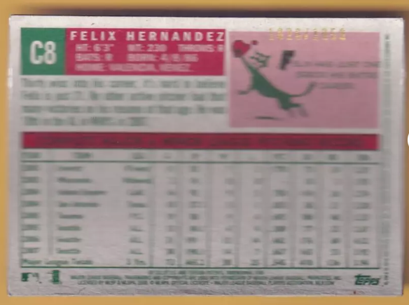 2008 Topps Heritage Chrome #C8 Felix Hernandez NM-MT+ 1826/1959 Seattle Mariners