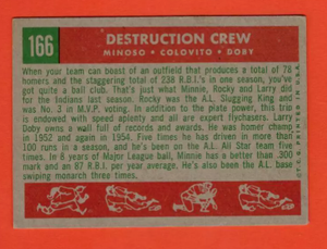 1959 Topps #166 Minnie Minoso/Rocky Colavito/Larry Doby Destruction Crew UER VG Very Good Cleveland Indians