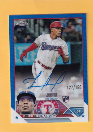 2023 Topps Chrome Rookie Autograph Refractor Blue #RA-HER Elier Hernandez NM-MT+ RC Rookie Auto 127/150 Texas Rangers