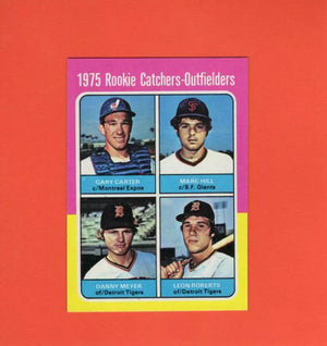 1975 Topps Mini #620 Rookie Catchers-Outfielders Gary Carter/Marc Hill/Dan Meyer/Leon Roberts NM Near Mint RC Rookie Montreal Expos/San Francisco Gian