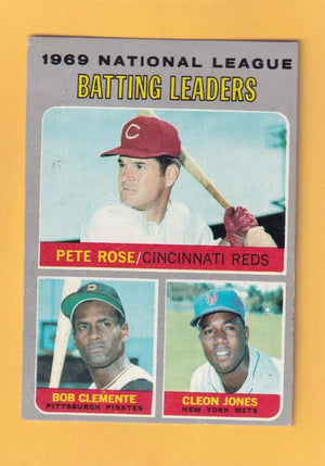 1970 Topps #61 Pete Rose/Roberto Clemente/Cleon Jones N.L. Batting Leaders VG+ Very Good Plus Reds/Pirates/Mets #33041