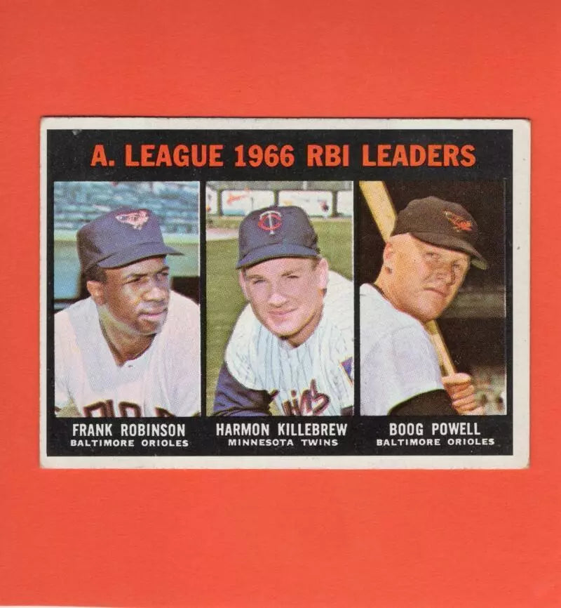 1967 Topps #241 Frank Robinson/Harmon Killebrew/Boog Powell AL RBI Leaders VG Very Good Baltimore Orioles/Minnesota Twins