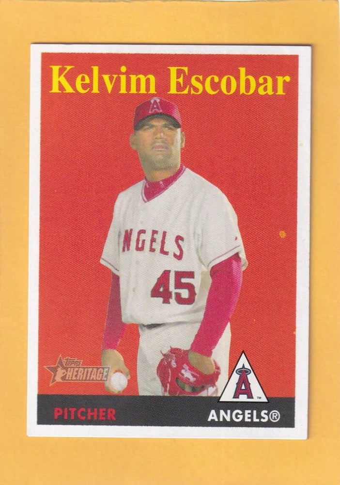 2007 Topps Heritage #57b Kelvim Escobar NM-MT+ Los Angeles Angels Yellow Name Variation