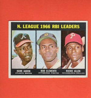 1967 Topps #242 Hank Aaron/Roberto Clemente/Dick Allen NL RBI Leaders VG/EX Very Good/Excellent Atlanta Braves/Pittsburgh Pirates/Philadelphia Phillie