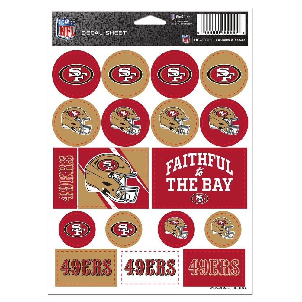 San Francisco 49ers Sticker Decal Sheet