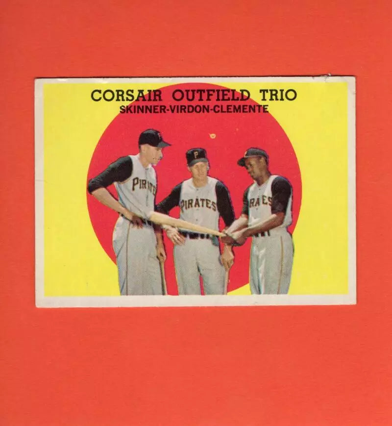 1959 Topps #543 Bob Skinner, Bill Virdon, Roberto Clemente Corsair Outfield Trio G Good Pittsburgh Pirates