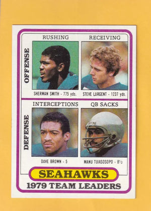 1980 Topps #57 Sherman Smith/Steve Largent/Dave Brown/Manu Tuiasosopo TL NM Near Mint Seattle Seahawks #32403