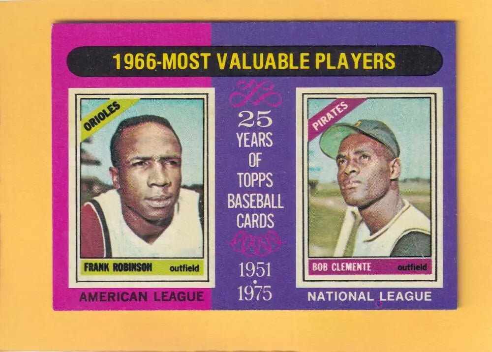 1975 Topps #204 Frank Robinson/Roberto Clemente 1966 MVP's EX Excellent Baltimore Orioles/Pittsburgh Pirates #33067