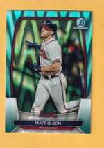 2023 Bowman Chrome Refractor Aqua RayWave #84 Matt Olson NM-MT+ 116/199 Atlanta Braves