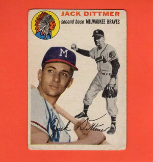 1954 Topps #53 Jack Dittmer VG Very Good Milwaukee Braves