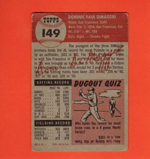 1953 Topps #149 Dom DiMaggio DP G/VG Good/Very Good Boston Red Sox