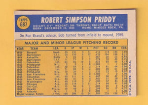 1970 Topps #687 Bob Priddy EX+ Excellent+ Atlanta Braves #32550