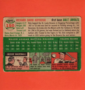 1954 Topps #150 Dick Kryhoski G/VG Good/Very Good Baltimore Orioles