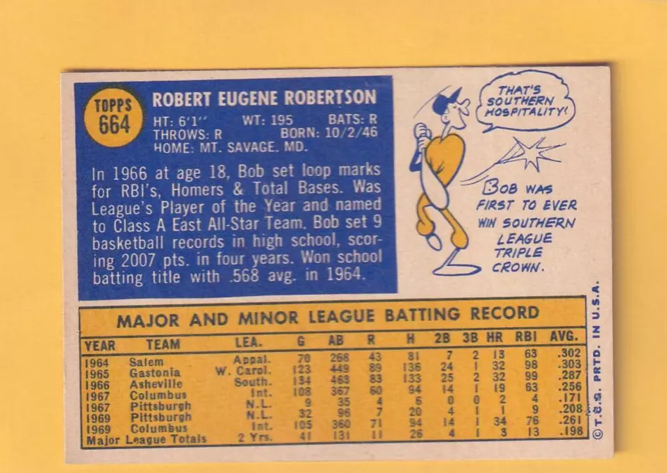 1970 Topps #664 Bob Robertson EX Excellent Pittsburgh Pirates #32732