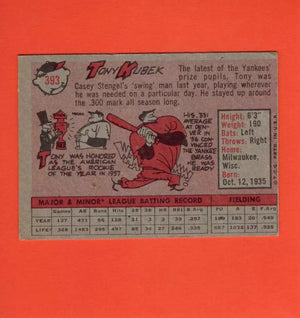 1958 Topps #393 Tony Kubek VG Very Good New York Yankees